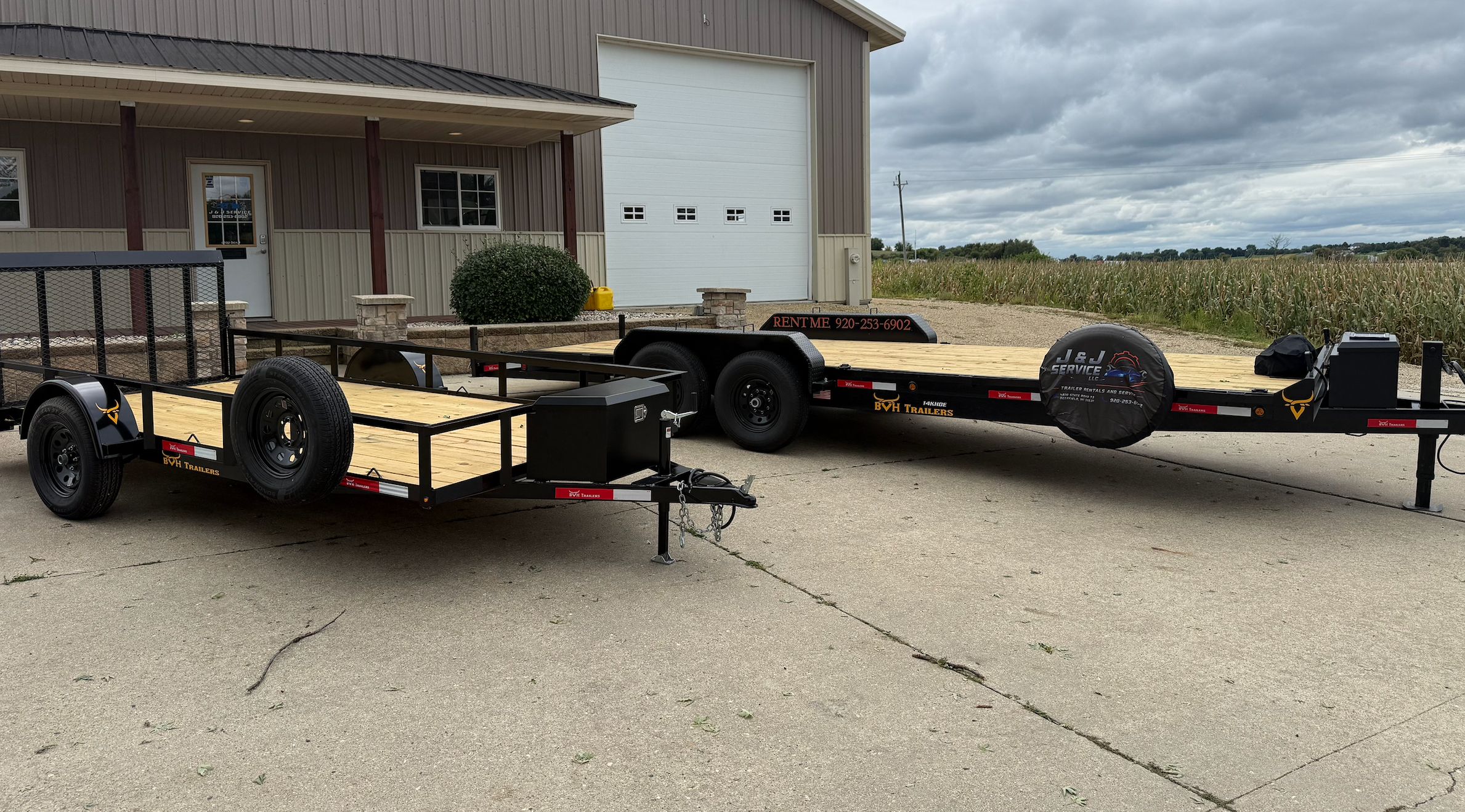 Utility and equipment trailers available for rent from J & J Service LLC in Deerfield, WI